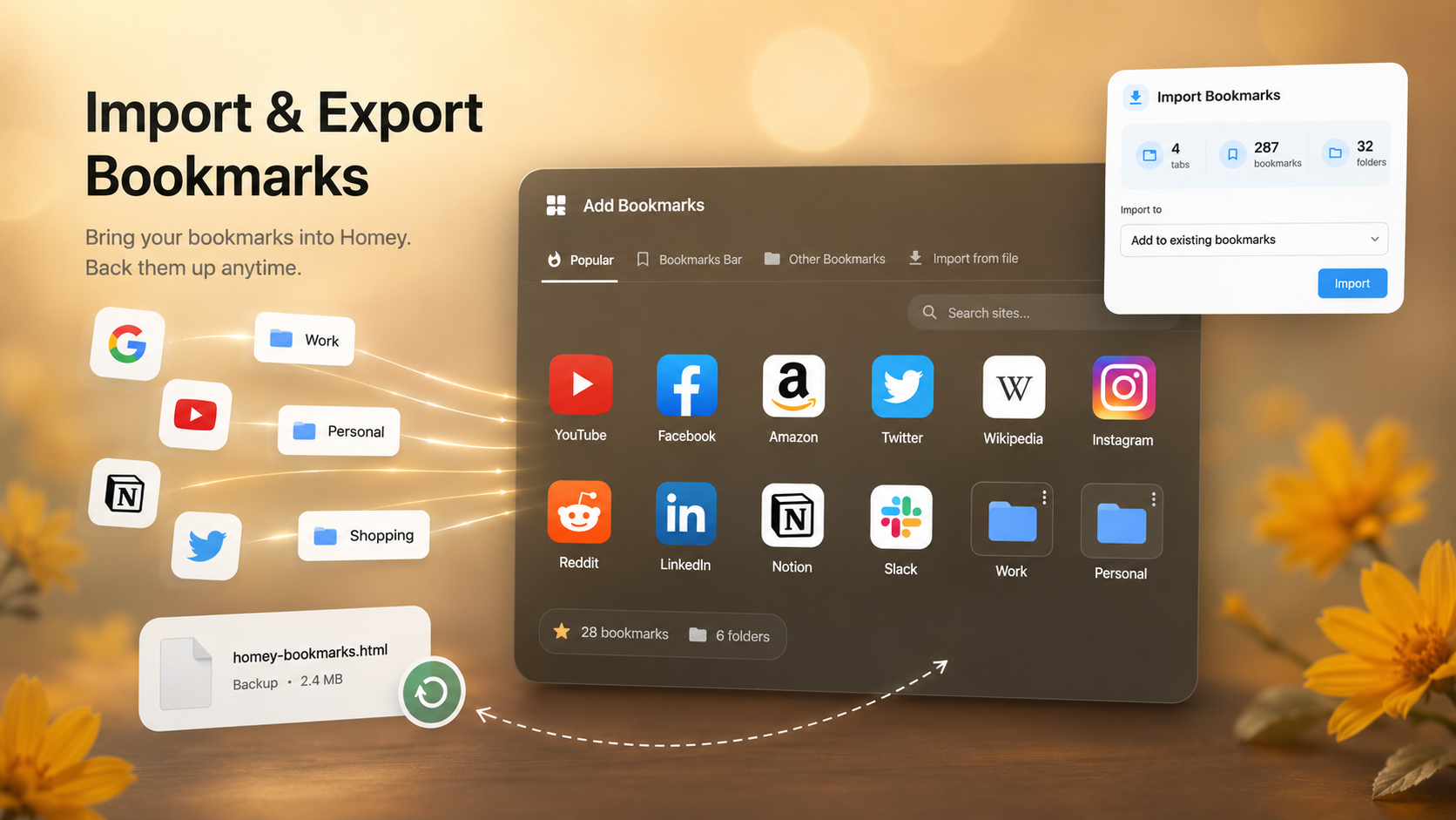 Add bookmarks faster from your start page